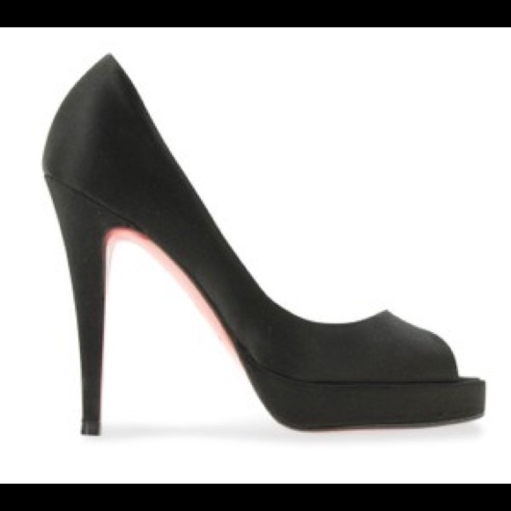 Christian Louboutin Black Satin Yoyo Zeppa Pumps